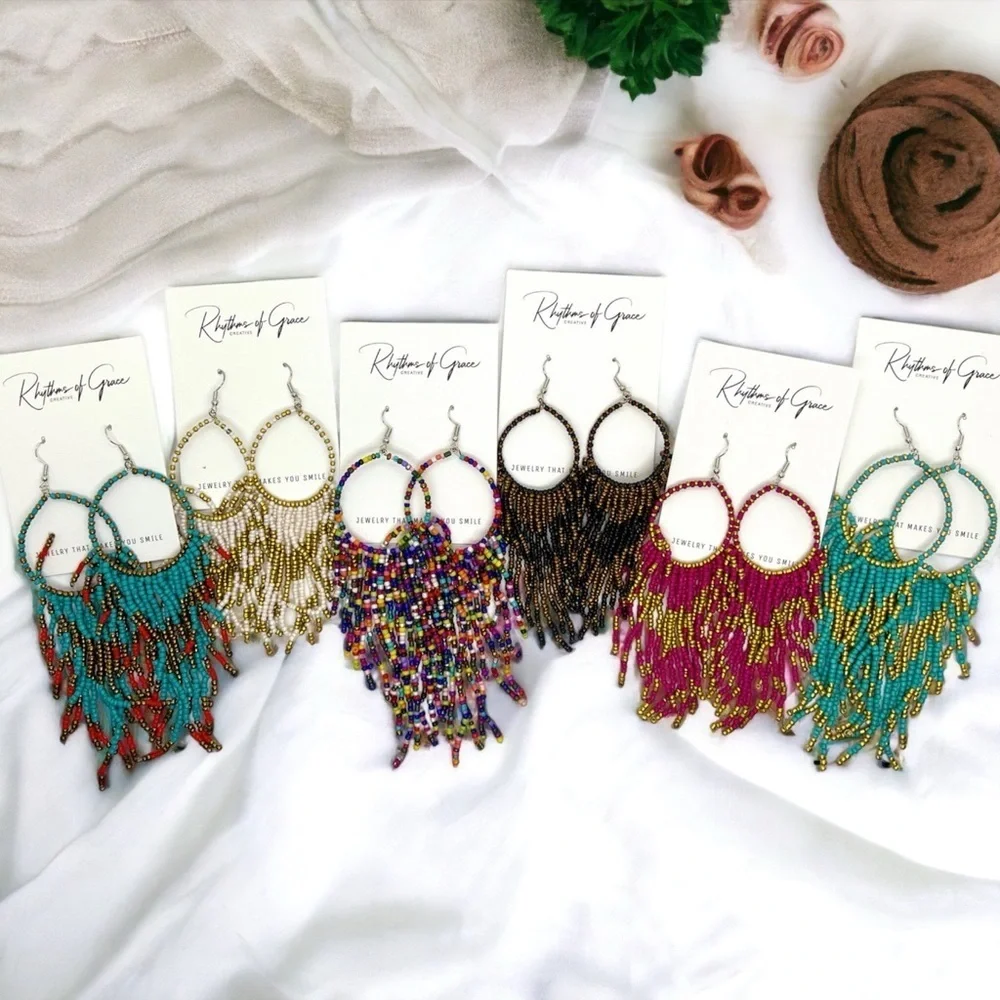 Boho Bliss: Teal & Gold Beaded Dangle Earrings to Dazzle Your Style! NWT